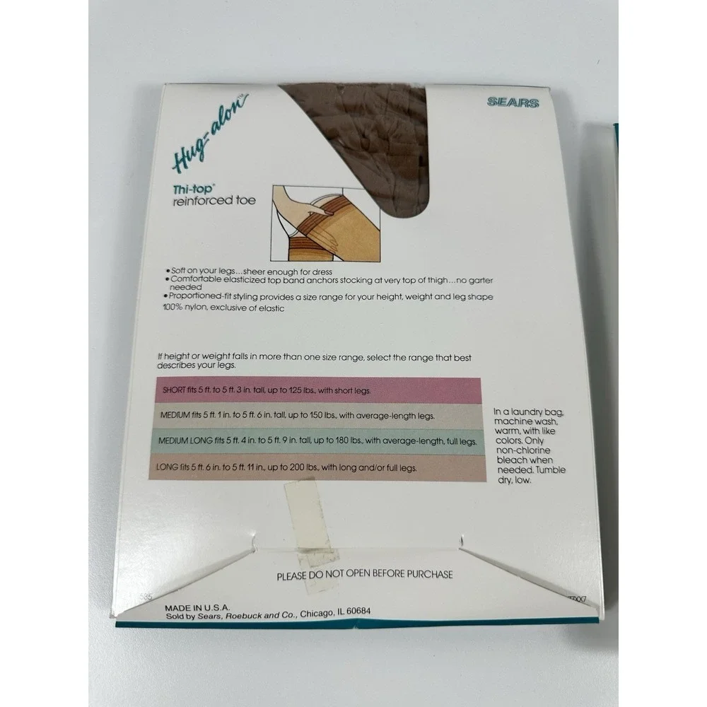 Vintage Sears Hug-alon Thi-top Stockings Sandstone 2 Packs Made in USA